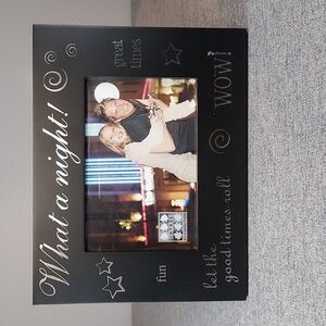 Sixtrees Black Silver What a Night Great Times Fun WOW 4x6 Photograph Frame
